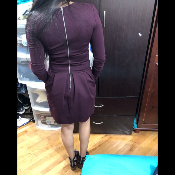 Wilfred Free Tartine Burgundy Fit And Flare Dress - Picture 7 of 16